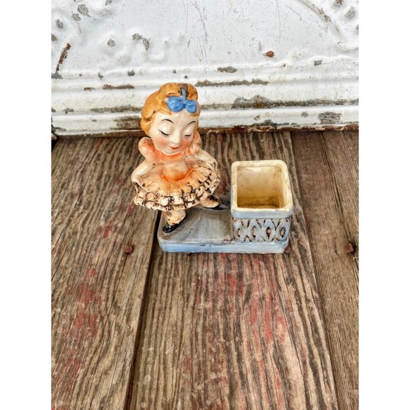 Vintage Shabby Ballerina Girl Planter Vase - Picture 4 of 12